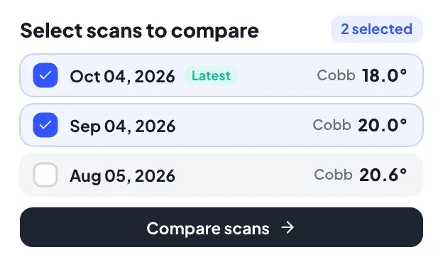Two scans selected for comparison from the scan list
